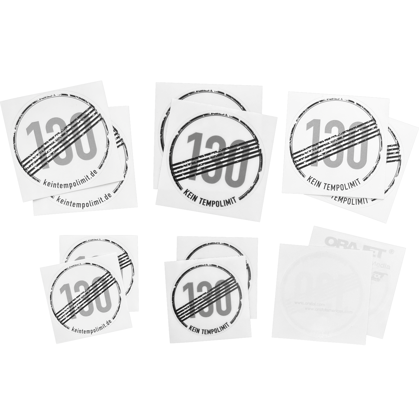 6x2 Sticker „Kein Tempolimit“ Komplett-Set